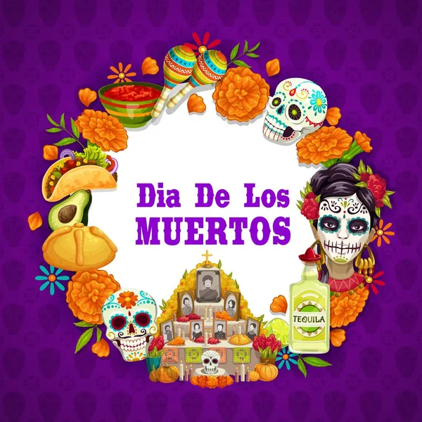 Dia de los Muertos Festa messicana dei morti — Vettoriale Stock