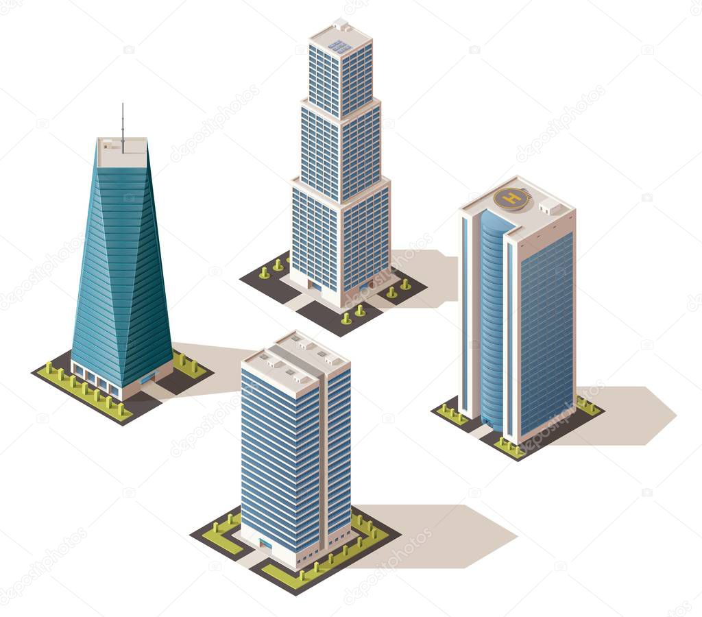 Skyscrapers in isometric design business centers