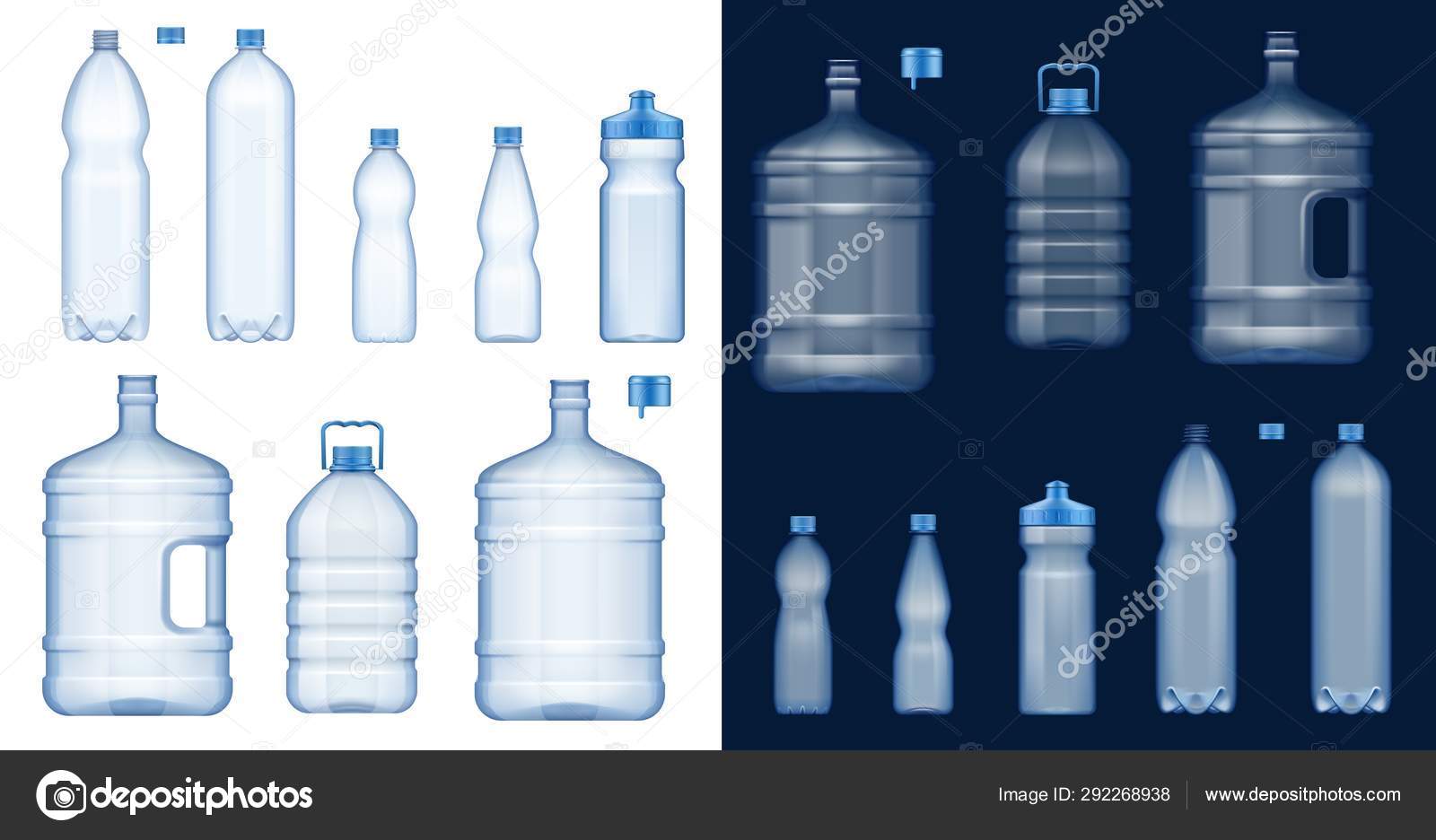Water bottle mockups. Plastic drink containers Stock Vector by ©Seamartini  292268938