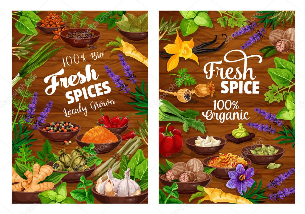Spices, green herbs, vegetable and seasonings