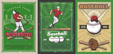 Beyzbol sporoyuncuları, topları ve stadyumda yarasalar