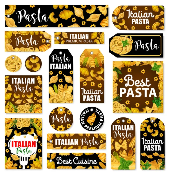 Massas, esparguete e macarrão, ervas aromáticas italianas — Vetor de Stock