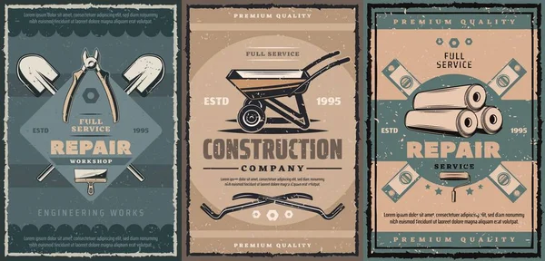 Herramientas de trabajo de construcción y reparación — Vector de stock