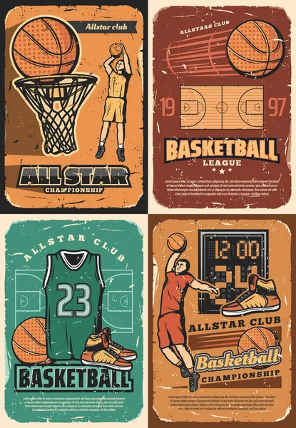 Basketball sport court, players, balls and basket