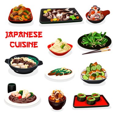 Japon mutfağı suşi rulo, güveç ve salata