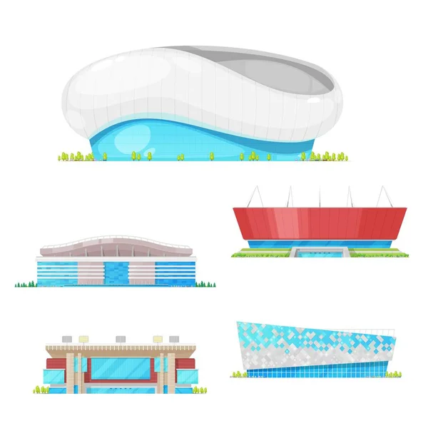 Estádio edifícios e arenas desportivas arquitetura —  Vetores de Stock