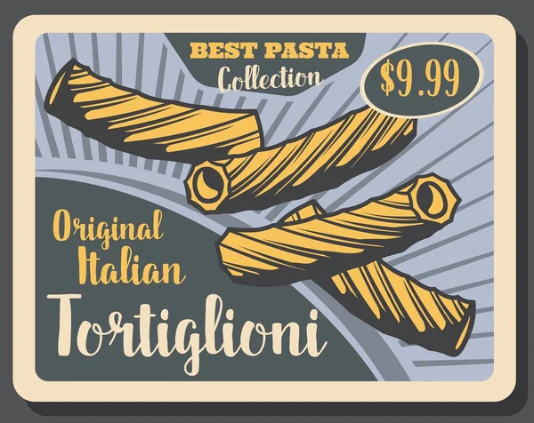 Tortiglioni, massa em forma de tubo de comida italiana — Vetor de Stock