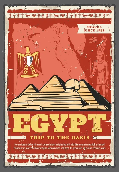 Starověké egyptské pyramidy, Sfingy. Cestování Egyptem — Stockový vektor