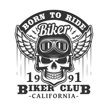 Bisikletçi kulübü, kafatası ve kanat rozeti binmek için tarihi