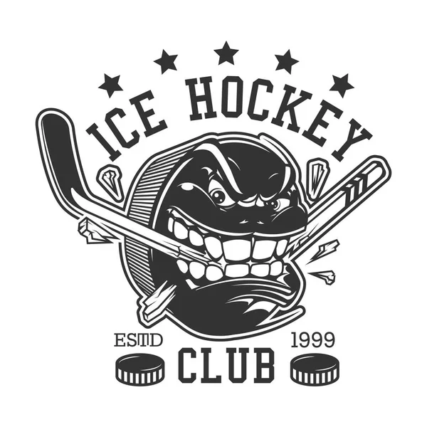 Buz hokeyi spor kulübü, puck diş sopa kırmak — Stok Vektör