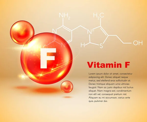 Vitamin-F-Kapsel, gesunde Lebensmittel chemische Formel — Stockvektor