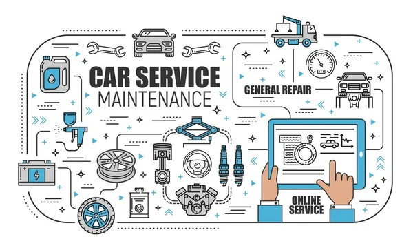 Car service center, online mechanic maintenance — Stock Vector