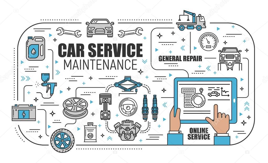 Car service center, online mechanic maintenance