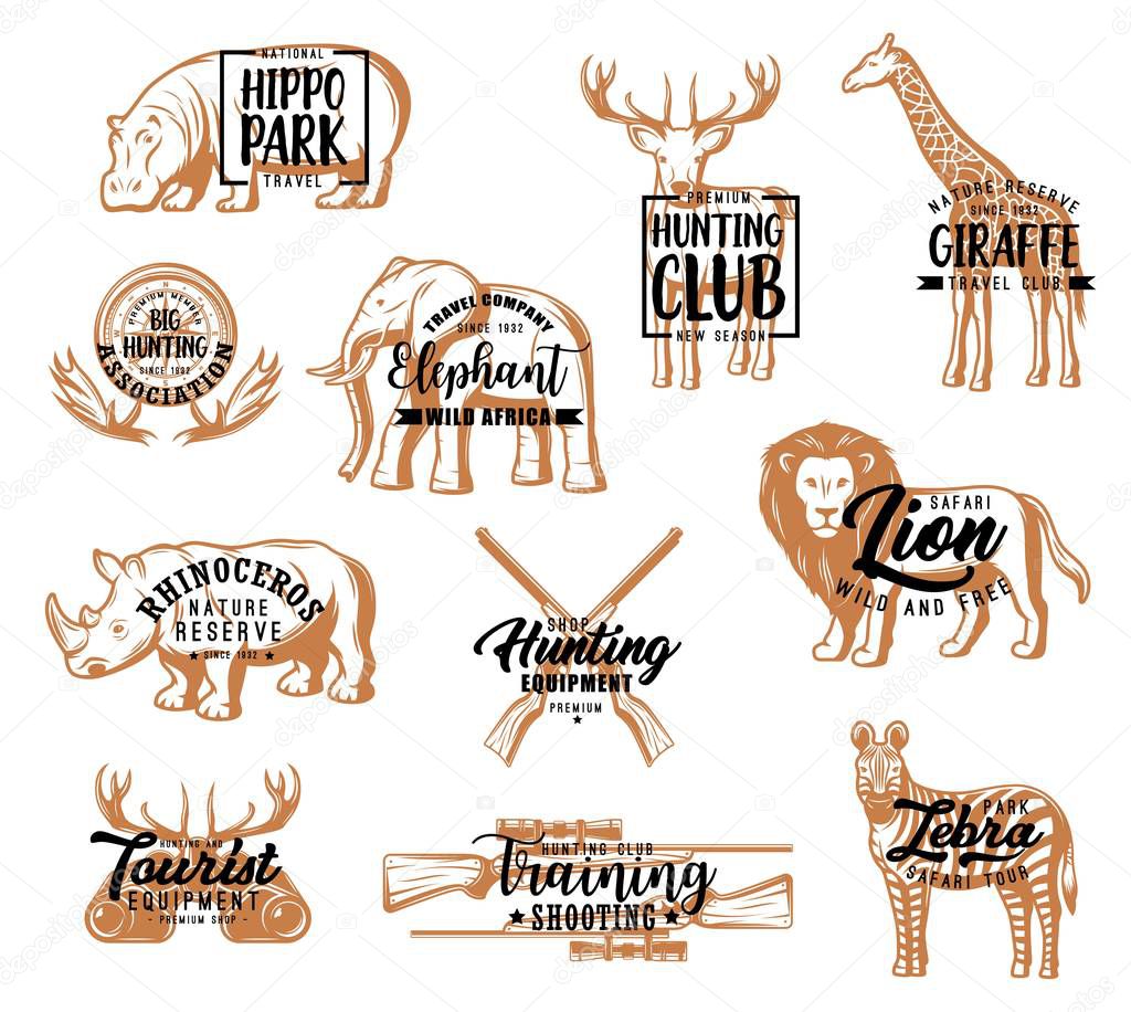 Hunter club, hunting season animals lettering