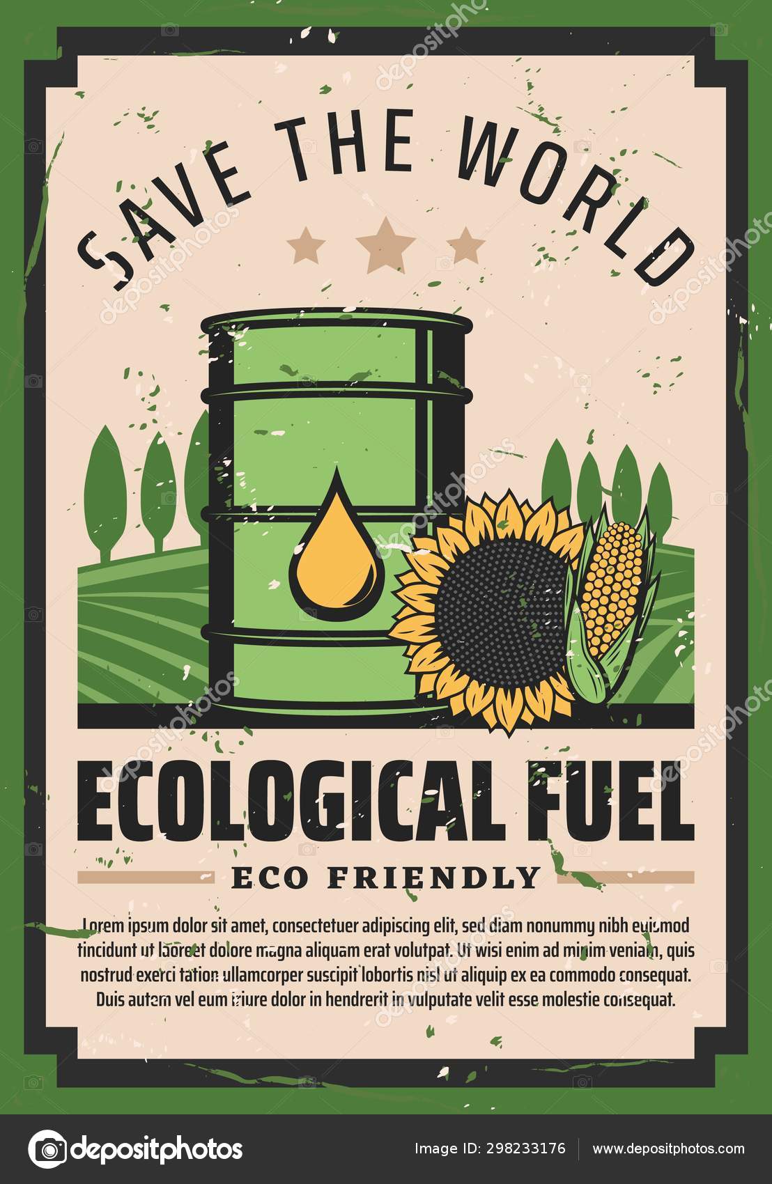 Save world ecological fuel, eco friendly biodiesel Stock Vector Image