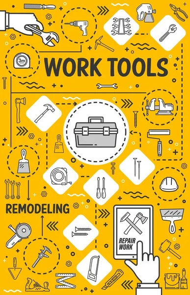 Ferramentas manuais de reparação, remodelação e renovação —  Vetores de Stock