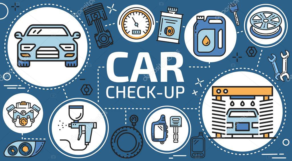 Auto service center, car check-up diagnostics