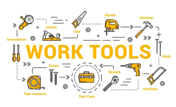 木工和木工工具，Diy工具包 — 图库矢量图片