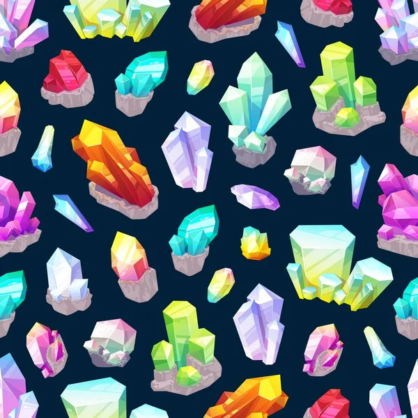 Seamless pattern of crystals and gemstones — Stock Vector