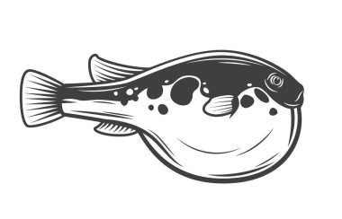 İzole vektör Purrerfish. Japon fugu balığı