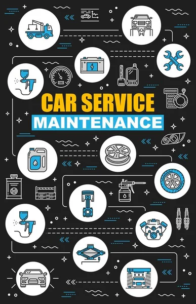 Centro de serviços de carro, manutenção e diagnóstico —  Vetores de Stock