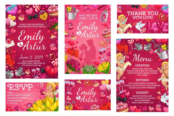 Свадебные приглашения, свадебное меню
