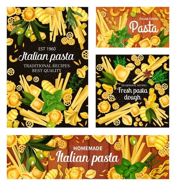 Menu de massas italiano, comida caseira — Vetor de Stock