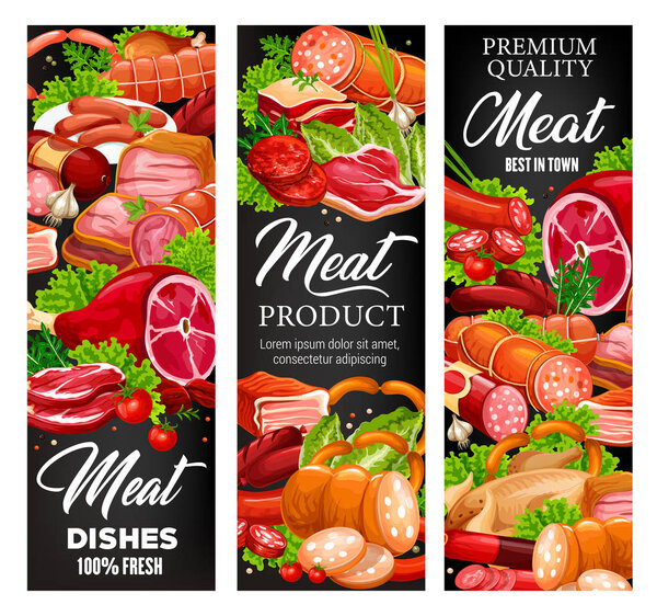 Мясо мясника и колбасы, деликатесная мясная еда
