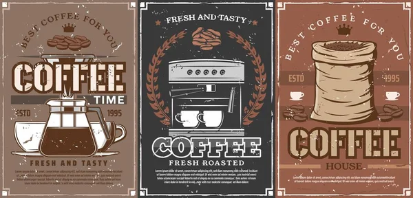 Kaffee-Espresso-Tasse und Kaffeebohnen-Tasche — Stockvektor