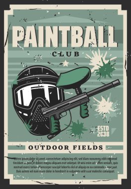 Renkli maske ve boya topu tabancası, paintball kulübü