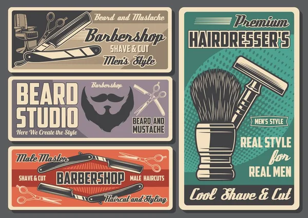 Barbería diseño retro, peluquería artículos de salón — Archivo Imágenes Vectoriales