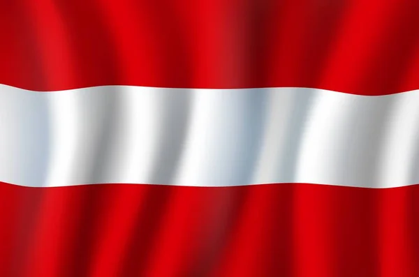 奥地利国家官方旗帜，挥舞着三带 — 图库矢量图片