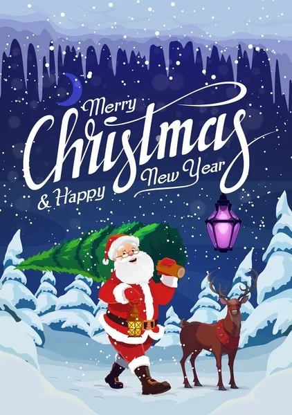 메리 크리스마스와 새해 복 많이 받으세요, 산타 클로스 — 스톡 벡터