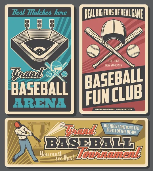 Stade de baseball, articles de sport et équipement — Image vectorielle