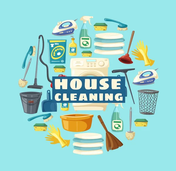 Serviço de limpeza de casa, lavanderia e casa — Vetor de Stock