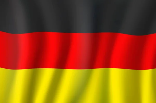 Bandera de Alemania ondulada realista 3D, símbolo alemán — Vector de stock