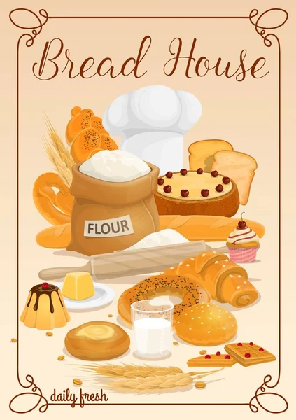 Chléb a pekařské potravinářské výrobky — Stockový vektor