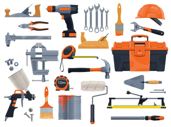 Construction, réparation et rénovation d'outils à main — Image vectorielle