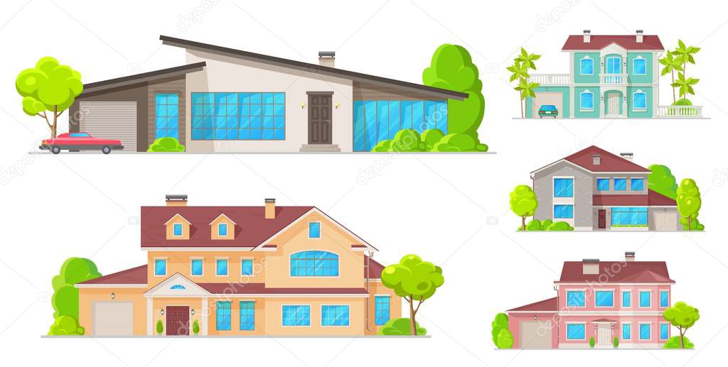 Real estate houses, residential cottage buildings