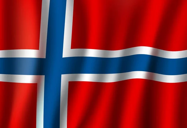 3D realistische geschwungene norwegische Flagge, norwegisches Symbol — Stockvektor