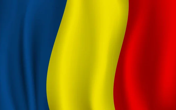 Realistische golvende Roemeense vlag, Roemenië symbool — Stockvector