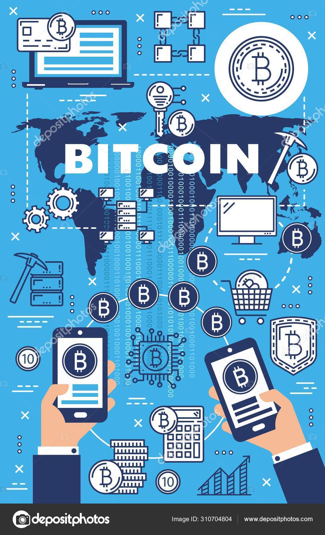 Criptomoneda, bitcoin, pago bancario y cambio Vector de stock #310704804 de  ©VectorTradition