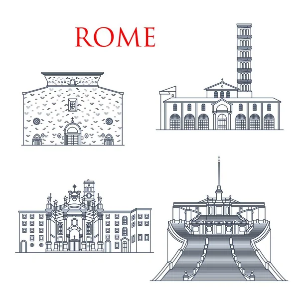 Monumentos de la arquitectura de Roma, edificios famosos — Vector de stock