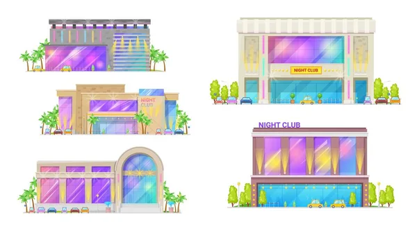 Night club, disco dance hall city buildings — Stock Vector