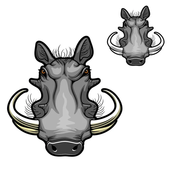 Maskotka z Dzik Warthog, Afrykańska ikona dzikiej świni — Wektor stockowy