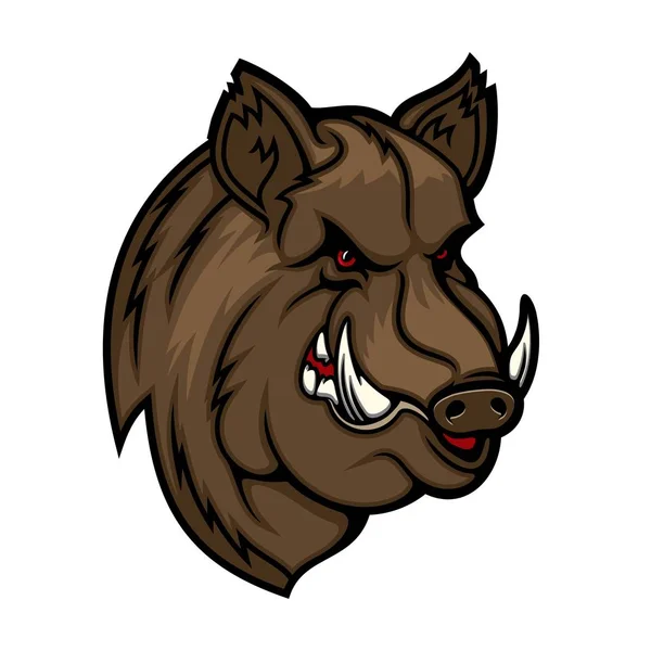 Angry boar head mascot. Wild pig or hog icon — Stock Vector