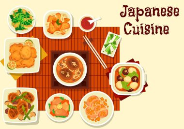 Japon mutfağından sebzeli tavuk tabağı.