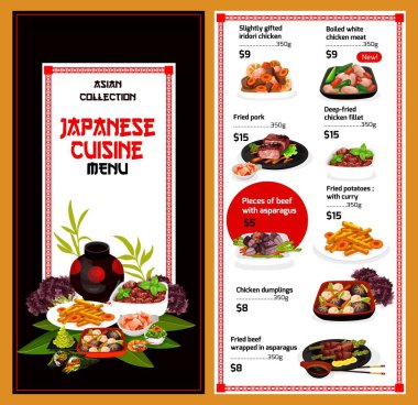 Vektör Japon yemek menüsü