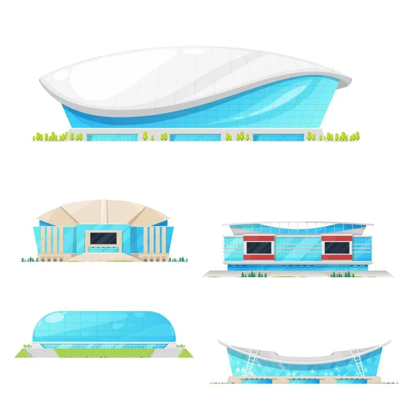 Sport stadion en arena gebouw iconen — Stockvector