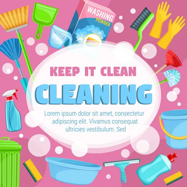 Deterjan ve aletleri temizleme ve yıkama — Stok Vektör